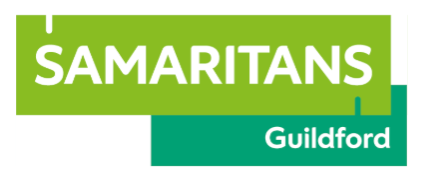 Guildford Samaritans logo in light and dark green.